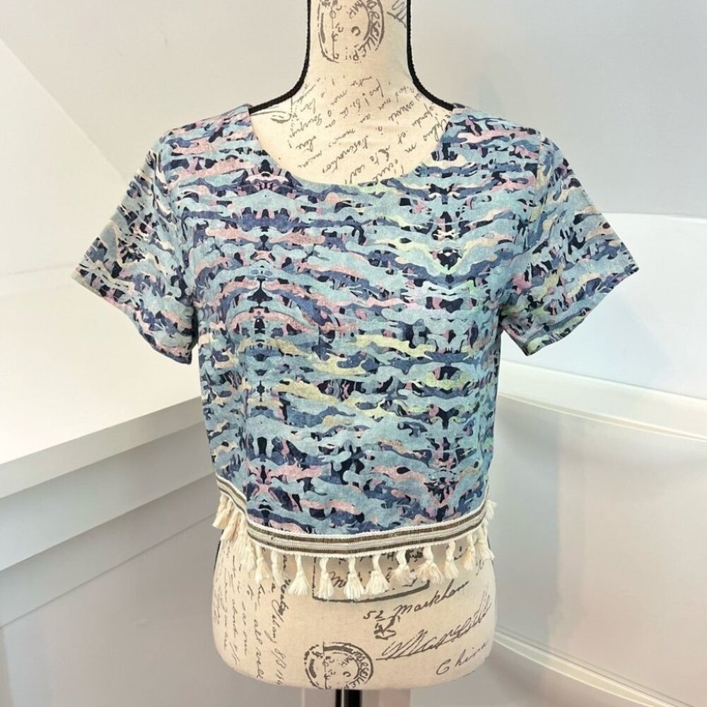 Stevie May Colorful Linen Blend Crop Top
